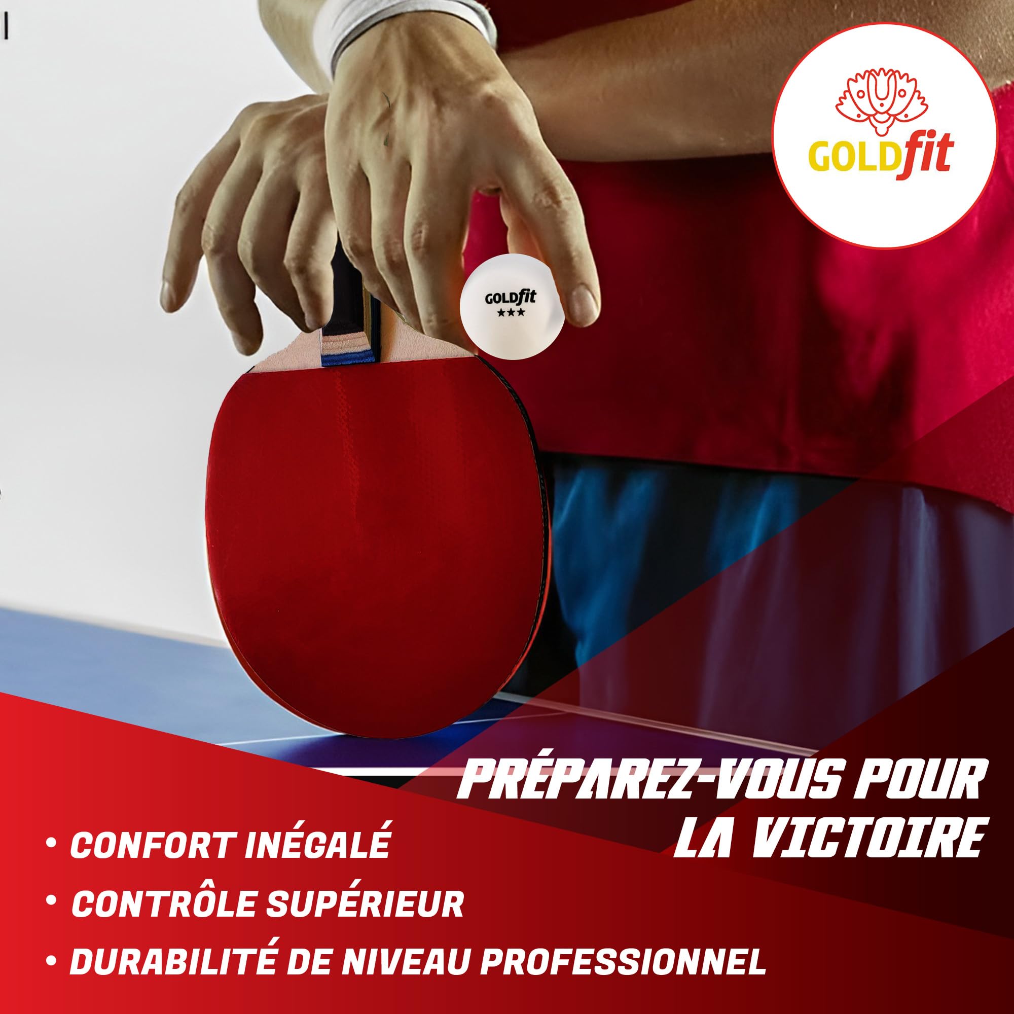 Set de 2 Raquettes de ping-Pong Professionnelles pour débutants et Pros, avec 2 Raquettes + 3 balles pour l’extérieur, idéales pour Loisirs, entraînements et compétitions, avec Une Housse