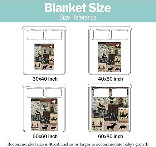 Miniatura 4 de Manta de bebé personalizada de ciervos y osos del bosque con nombre, manta personalizada con temática de bosque para niños y niñas y niños,