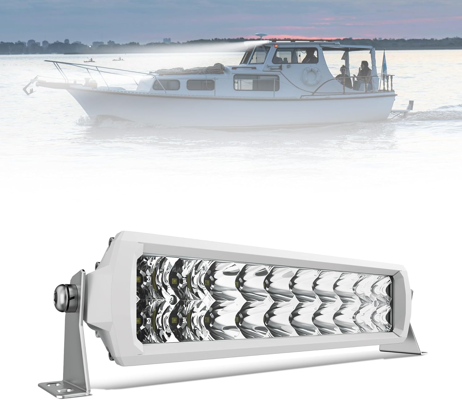 4WDKING 12 Inch LED Light bar, IP68&IP69K Waterproof Led Boat Light, White Dual Row Flood and Spot Combo Beam Off-Road Lights for Pickup 4x4 Truck ATV UTV Boat