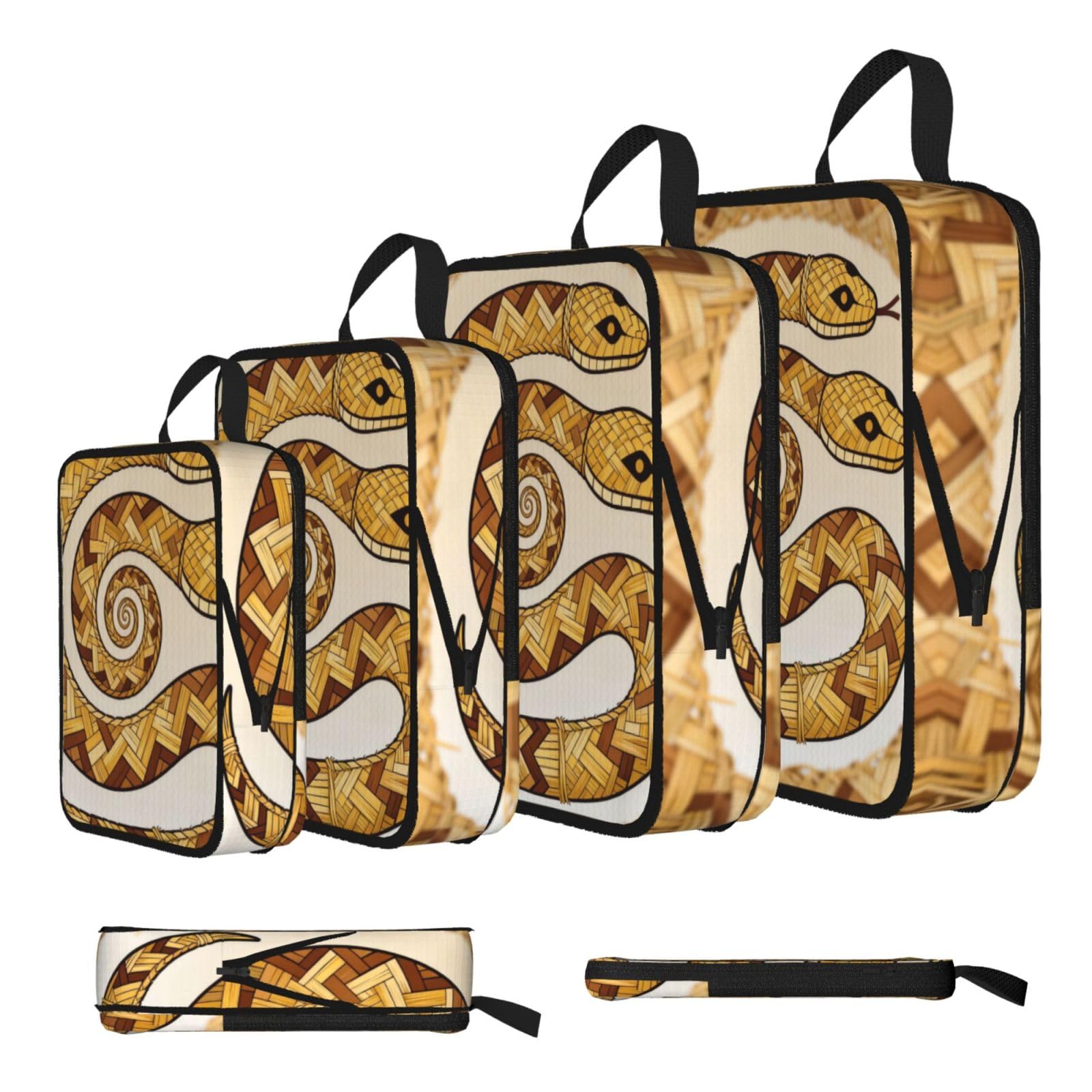 Sxzvvbn Black Rattlesnake Pattern Compression Packing Cubes 4 Piece Set