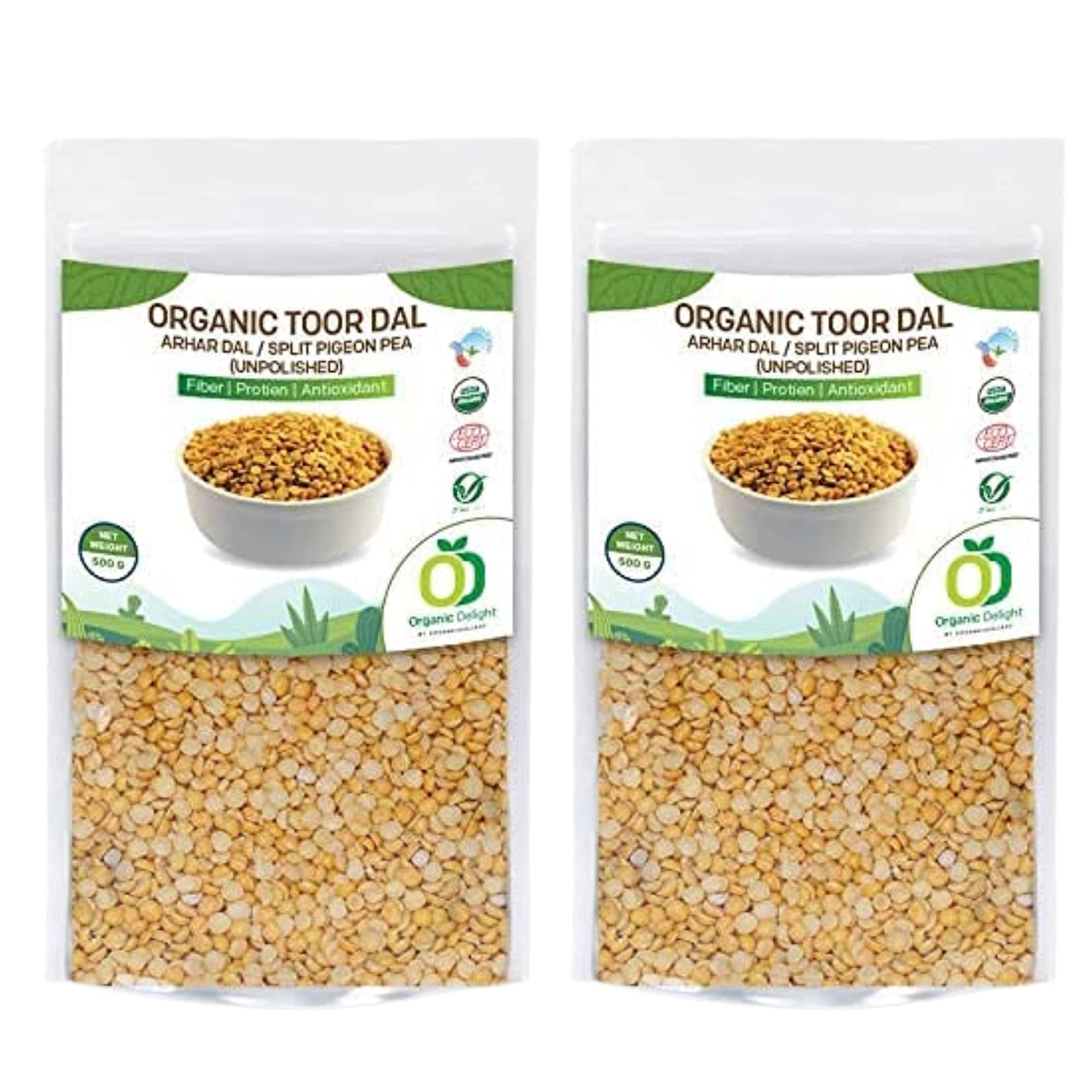 Organic Delight Toor Dal/Tur Dal/Arhar Dal with Protein & High Fiber, Unpolished/No Cholesterol/USDA Certified, Split Pigeon Pea (2kg) (B094QNG45L) Amazon Price History, Amazon Price Tracker