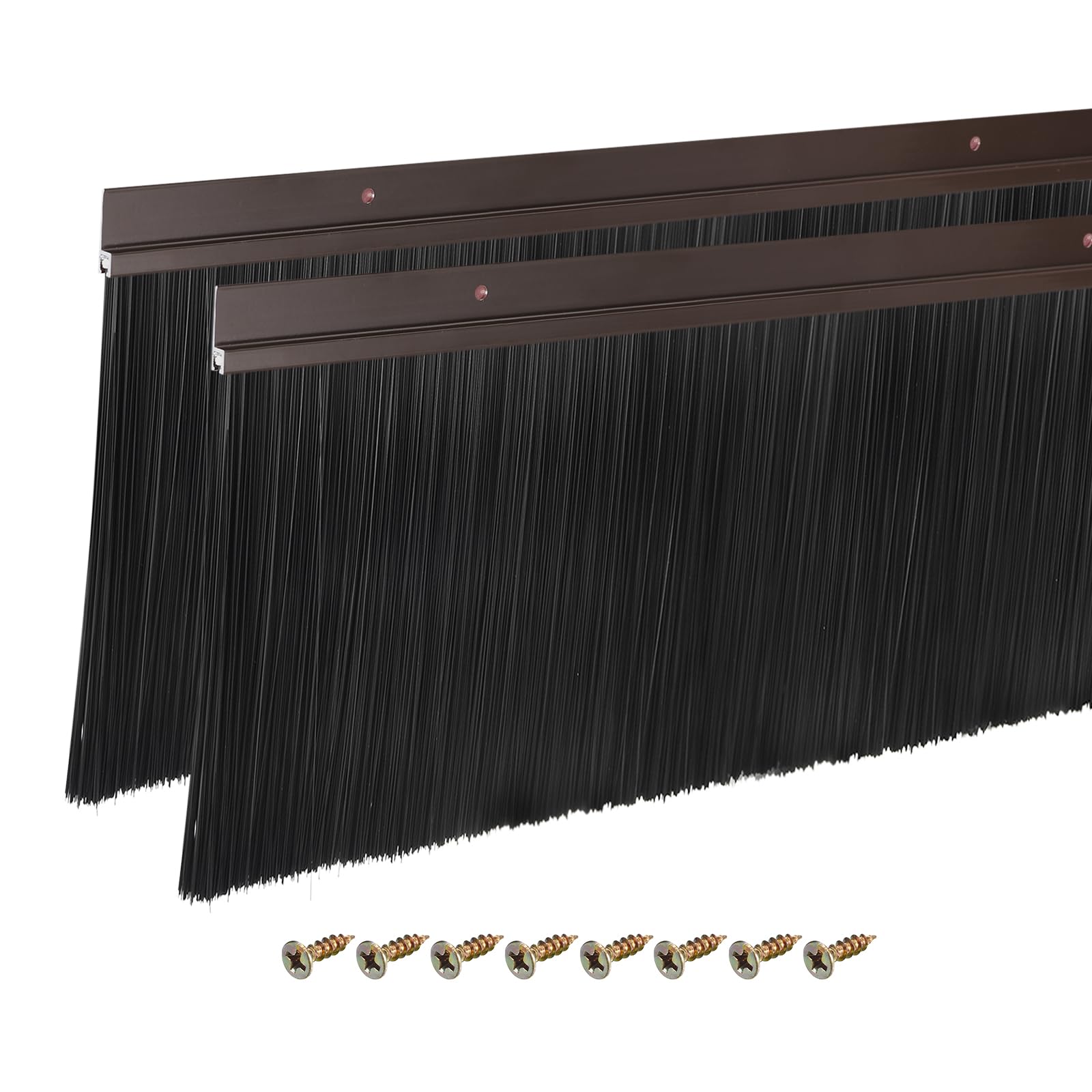 QUARKZMAN 2Pz Spazzola per Porta con Base in Lega di Alluminio a Forma di H con Spazzola in Pp da 150mm per Casa, Industria (900mm L, Marrone)