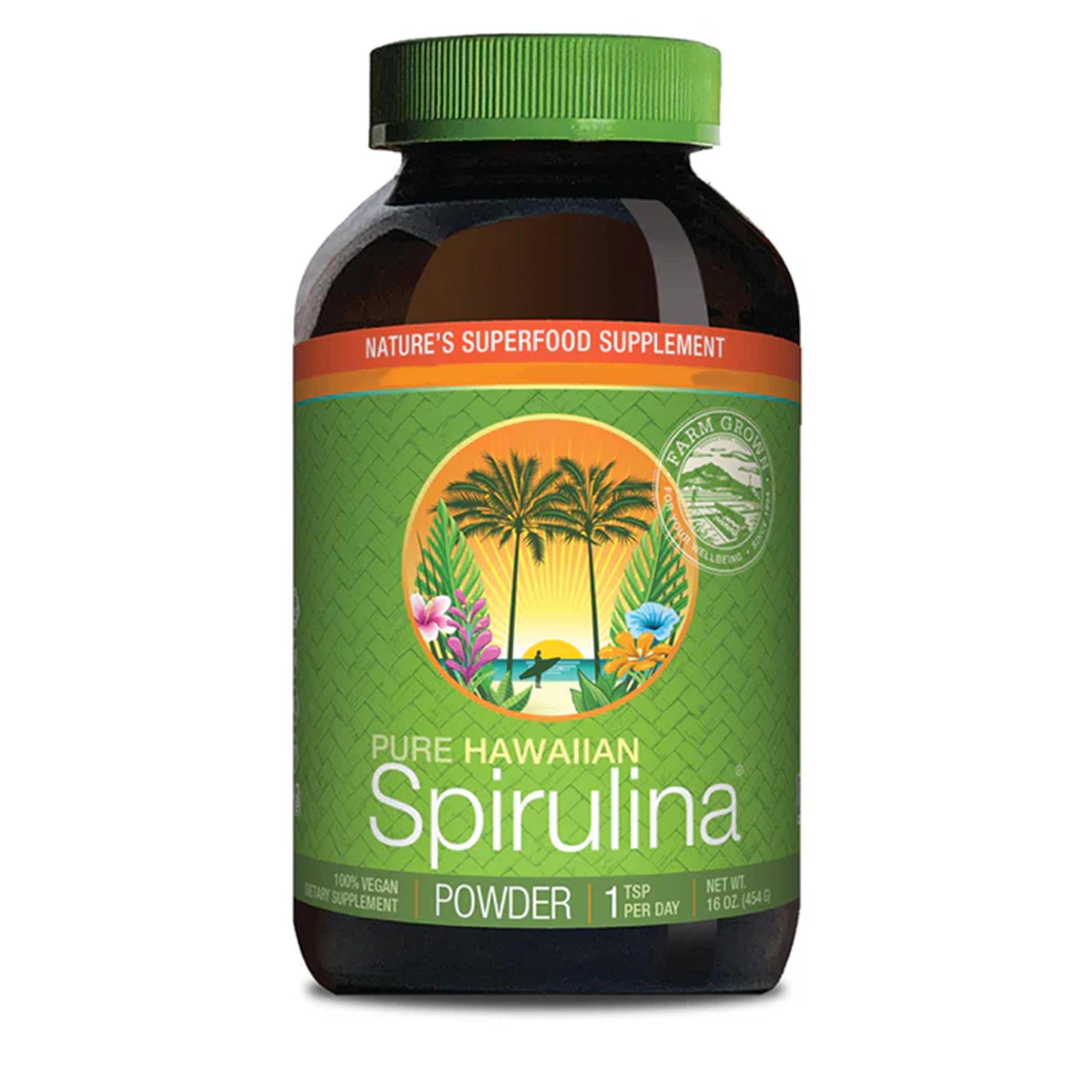 Nutrex Hawaii, Pure Hawaiian Spirulina, 454g Polvo Vegano, Probado en Laboratorio, Sin Gluten, Sin Soja, Vegetariano