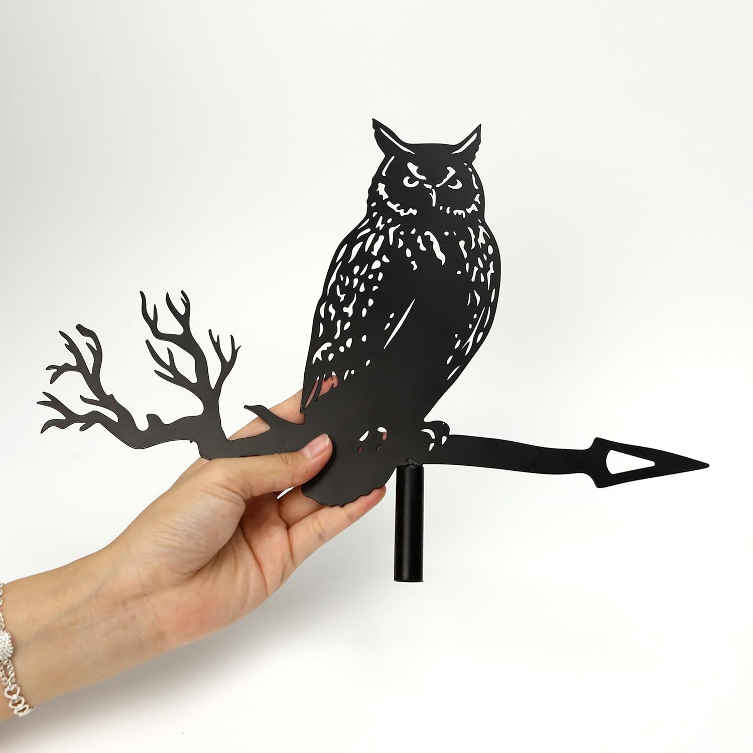 Wind Weathervanes for Roofs Mount with Creative Black Owl Shapes & Metal Material | Mini Weather Vain/Vein for Sheds, Courtyard, and Garden Fence Decoration Outdoor (Owl, 1PC)