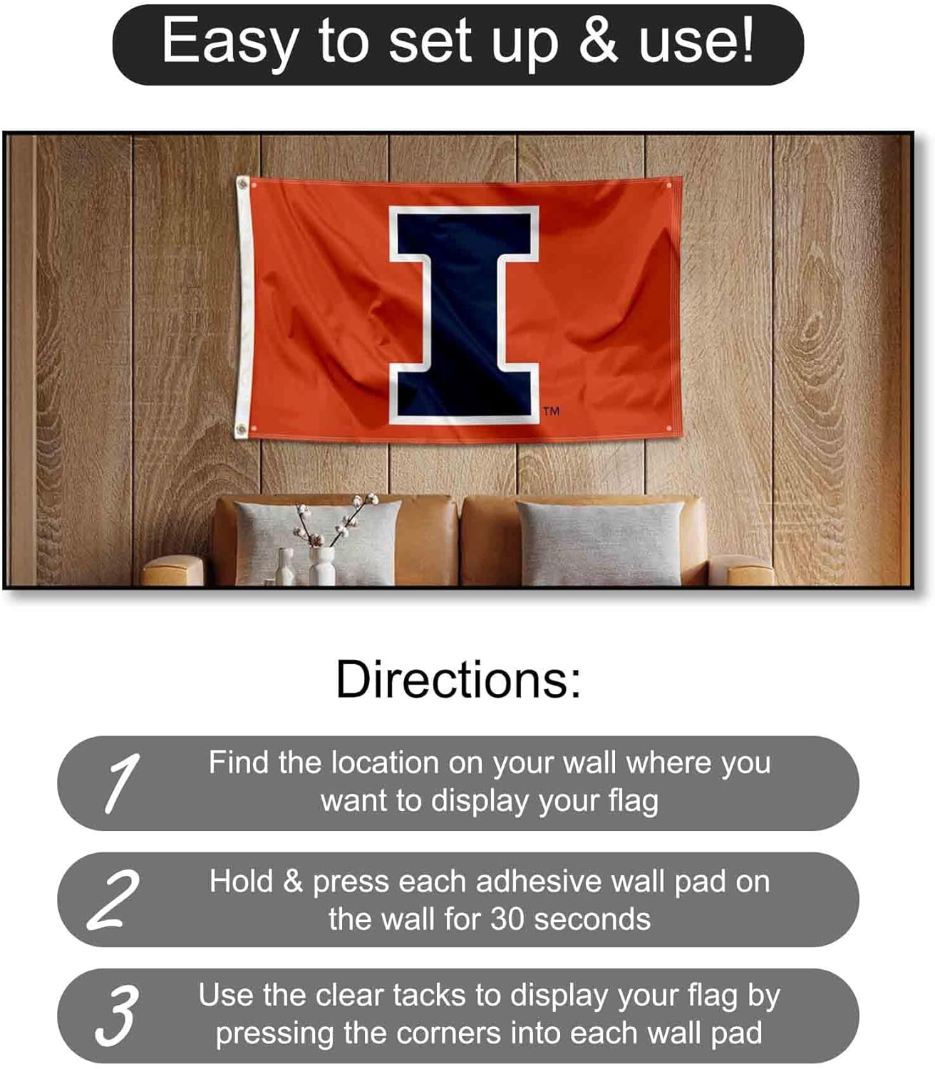 College Flags & Banners Co. Illinois Fighting Illini Banner and Tapestry Wall Tack Pads
