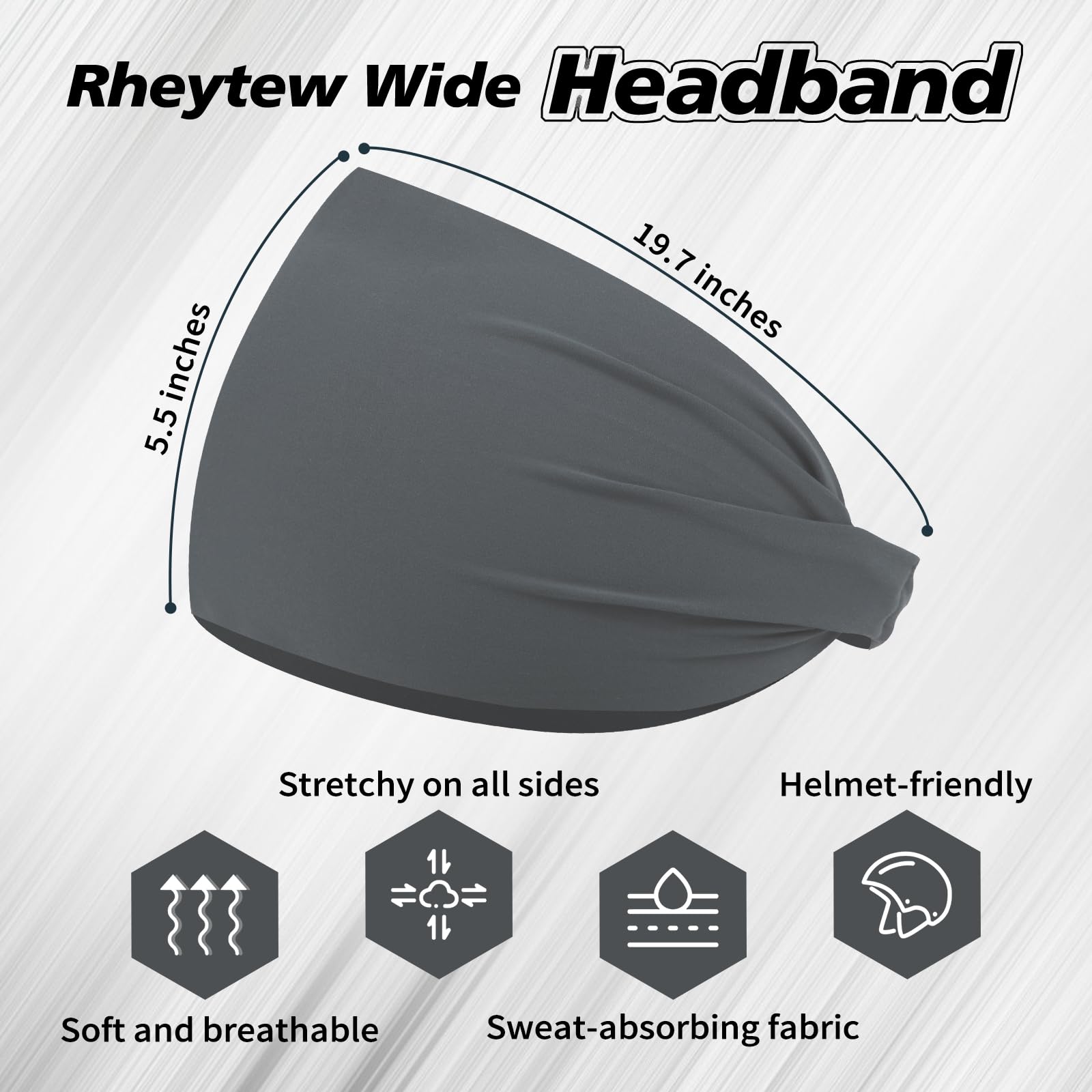 Wide Headbands for Men, Athletic Sweat Bands for Long Hair, Men's Sports Headbands, 8 Pieces