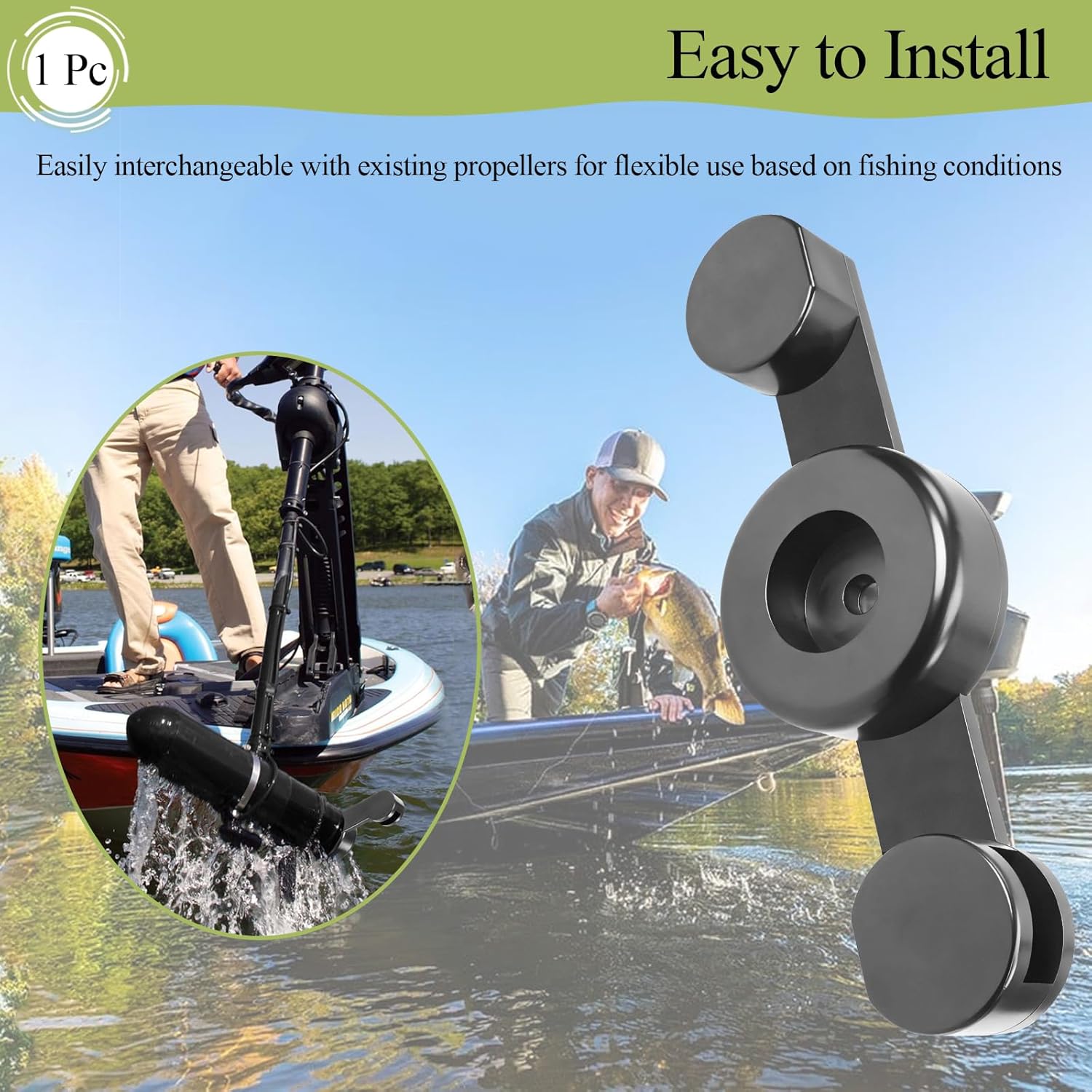 1 Pc Splasher Mod Compatible with Minn Kota, Fish Attractant Splasher, Boat Trolling Motor Attachment, Prop Splash, for White Bass, Hybrid, Striped Bass Propellor