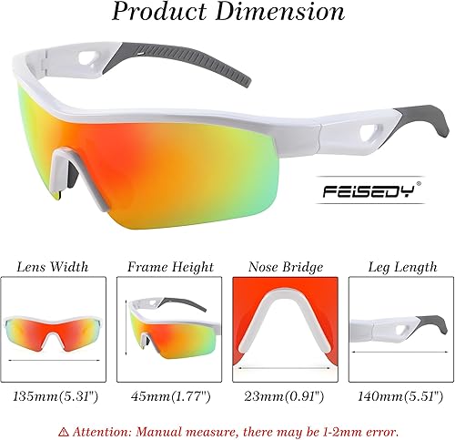 Miniatura 4 de FEISEDY Gafas de sol para hombre, gafas de sol polarizadas para ciclismo, UV400, deportes, béisbol, correr, pesca, senderismo, sombras B2372