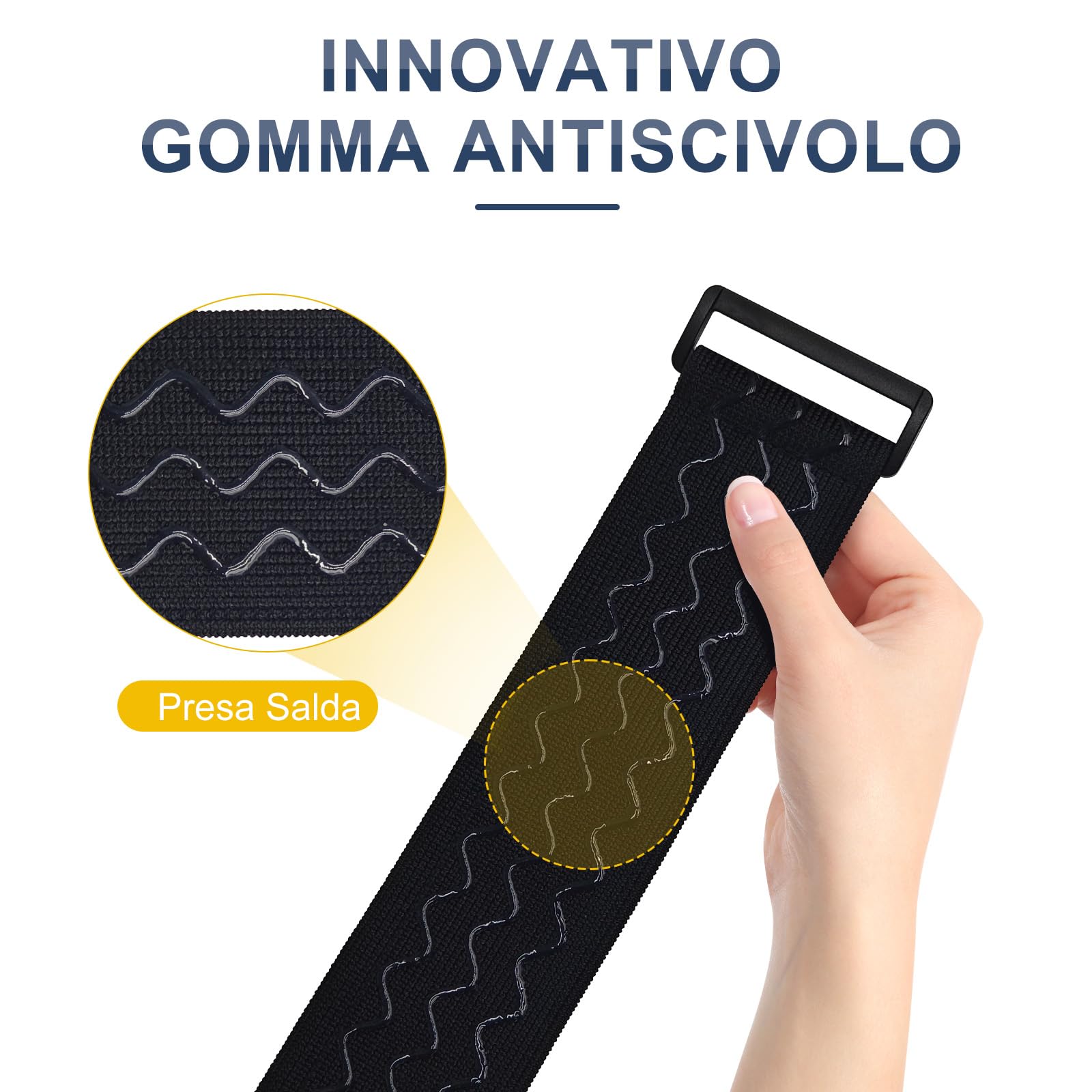Upbeat Cinghie Elastiche con Antiscivolo 3 Misure (61/46/30cm x 5cm), Fascette è Ideali per Bicicletta, Protezioni per Pantaloni, Bagagli, Tappetini per Yoga, Campeggio, Tubi, Cavi