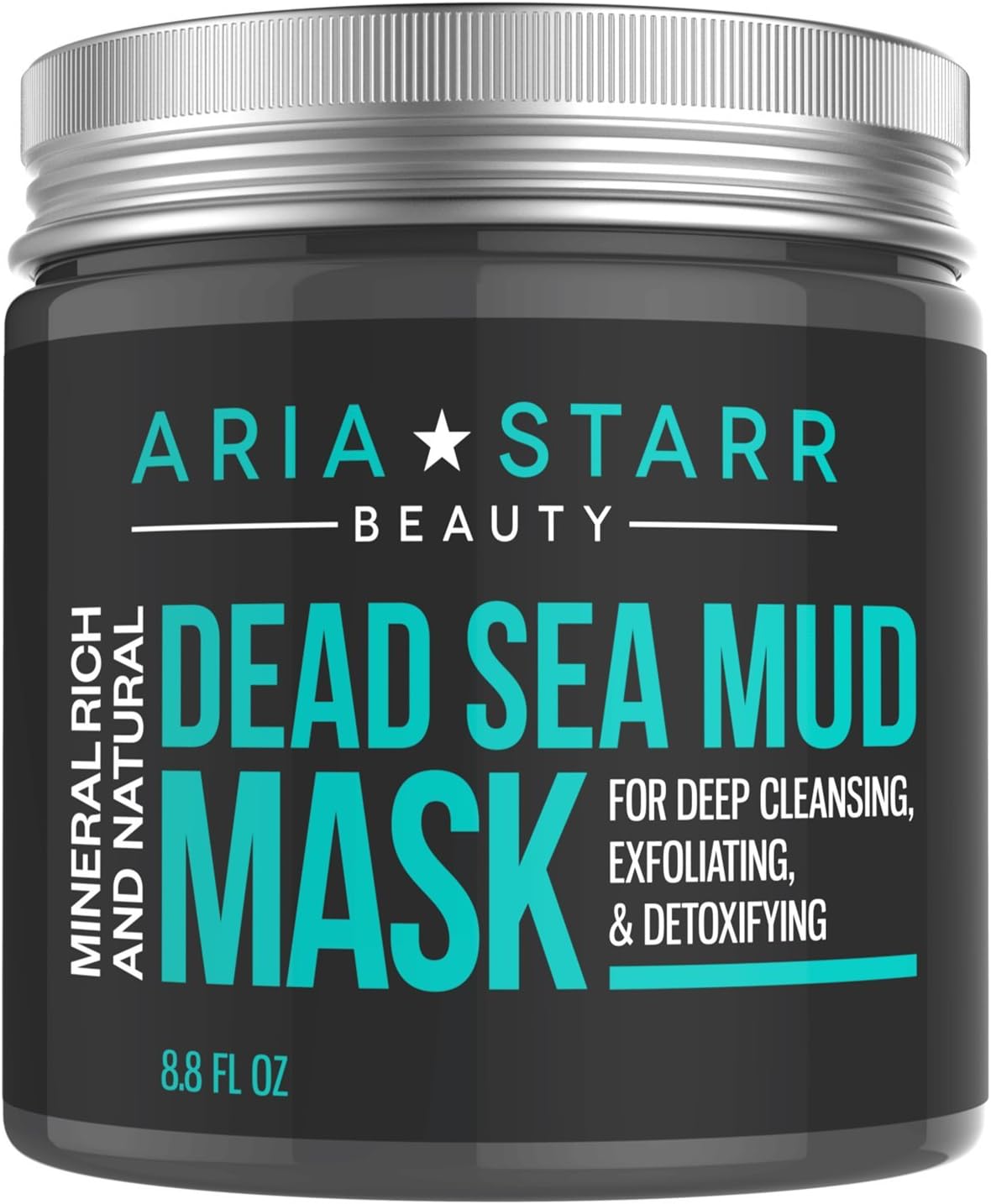 Aria Starr Dead Sea Mud Mask For Face, Acne, Oily Skin & Blackheads - Facial Pore Minimizer, Reducer & Pores Cleanser Treatment - Natural For Younger Looking Skin