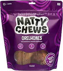 Mordedor Orelha Bovina Natural Desidratada Orelhones Natty Chews Para Cães - 3 Unidades
