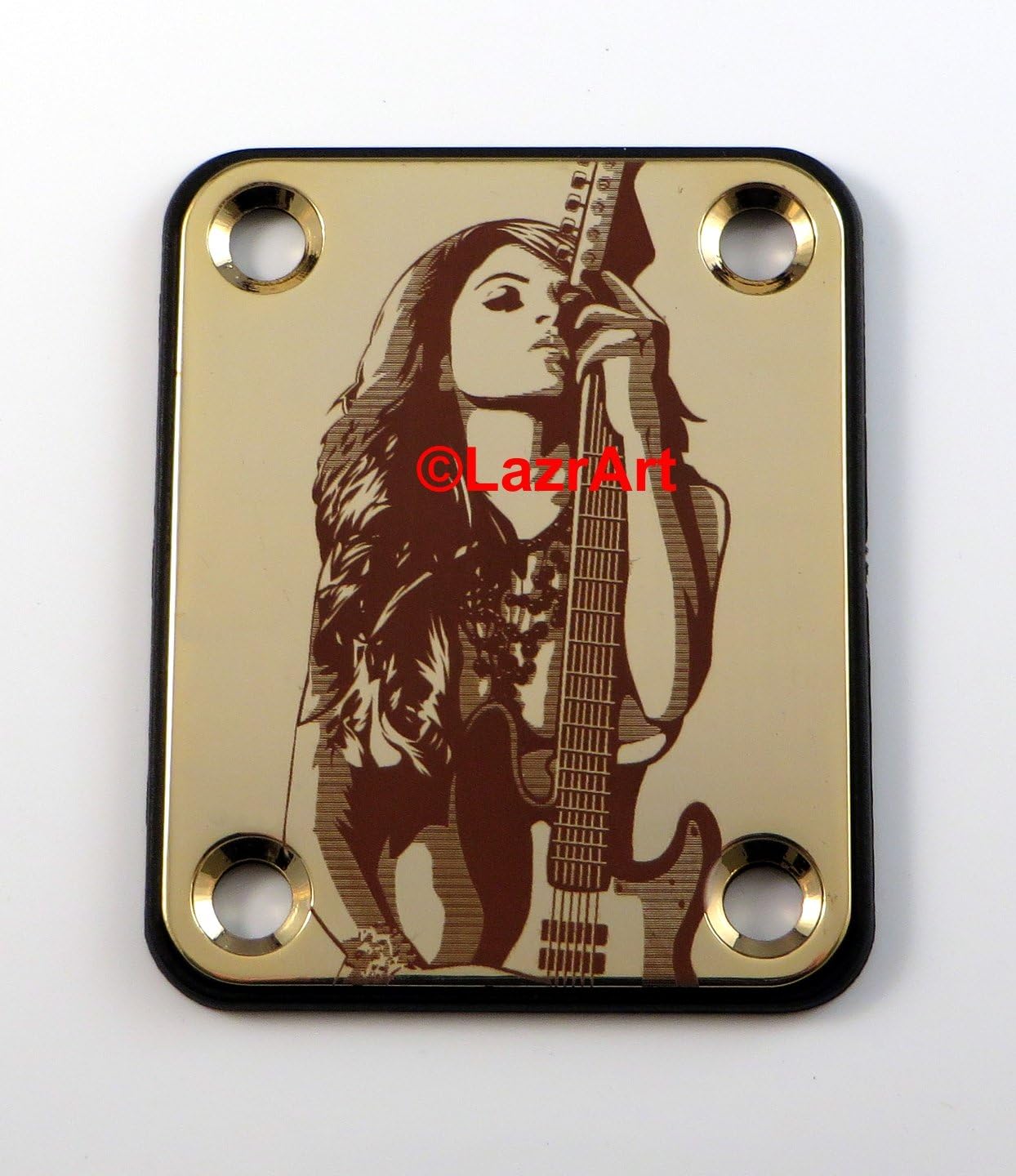 Laser Girl 601 - sexy, Standard 4 Bolt style, engraved guitar neck plate