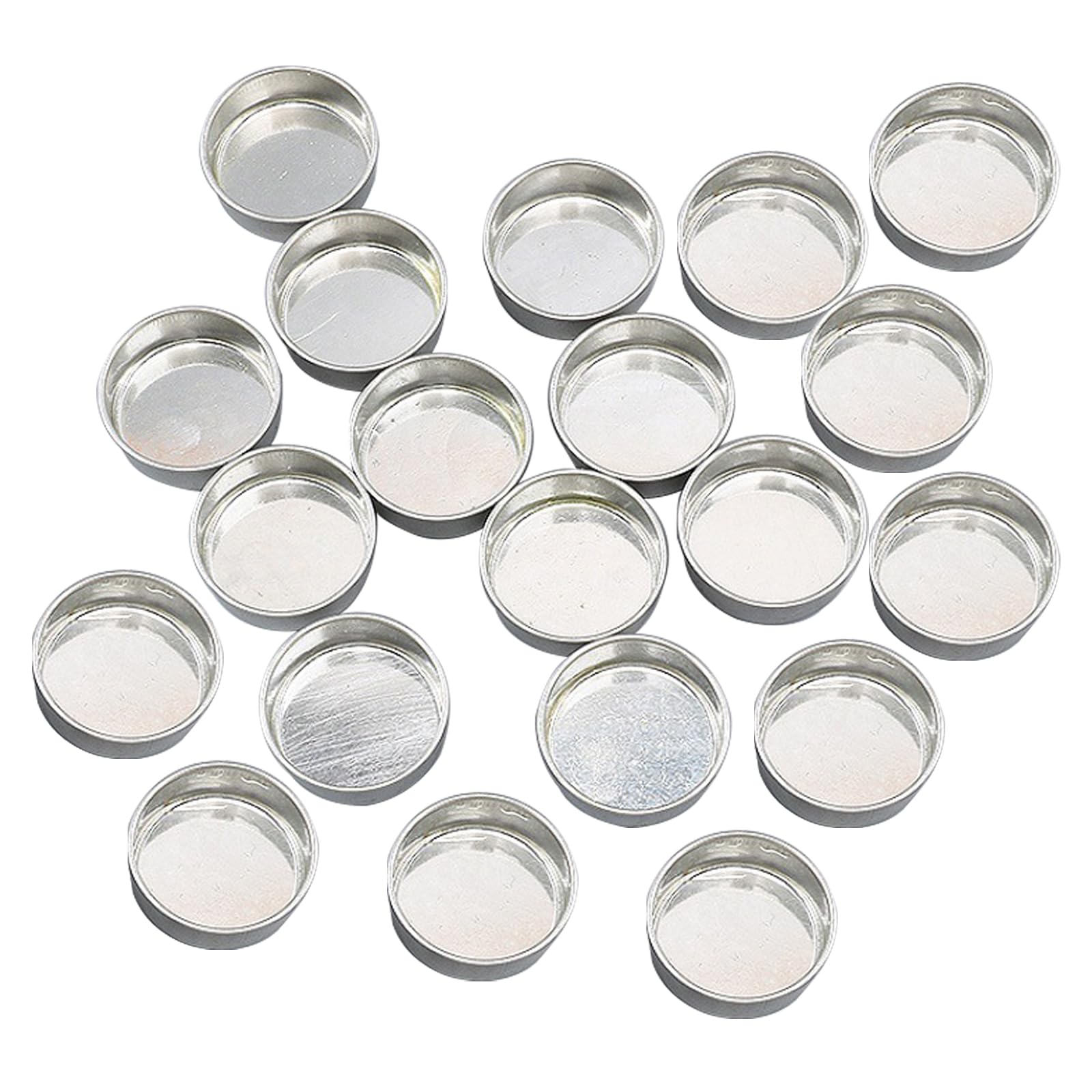 20Pcs Decorative Metal Tealights Cup Useful Aluminum Tea Light Pot DIY Handmade Round Small Candle Holders for Candle DIY Tea