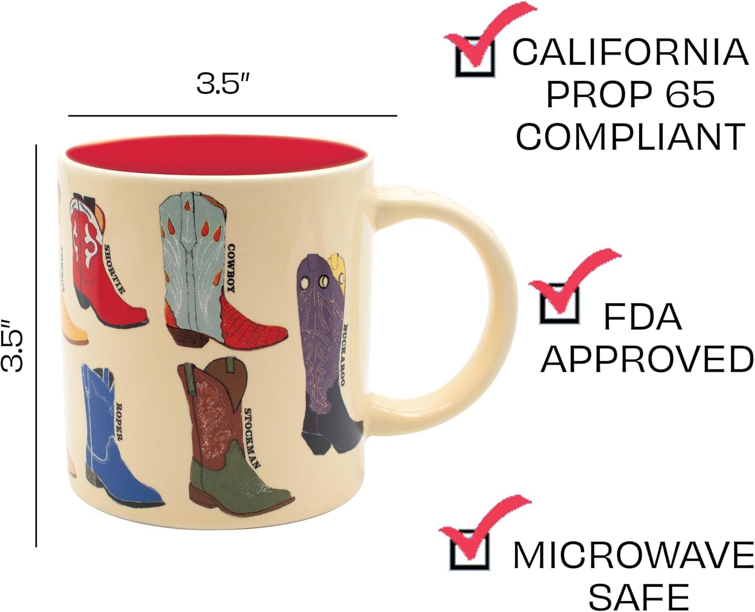 The Unemployed Philosophers Guild Cowboy Boots Mug - Featuring 13 illustrations of Western Footware, Comes in a Fun Gift Box, 12 oz - Image 4