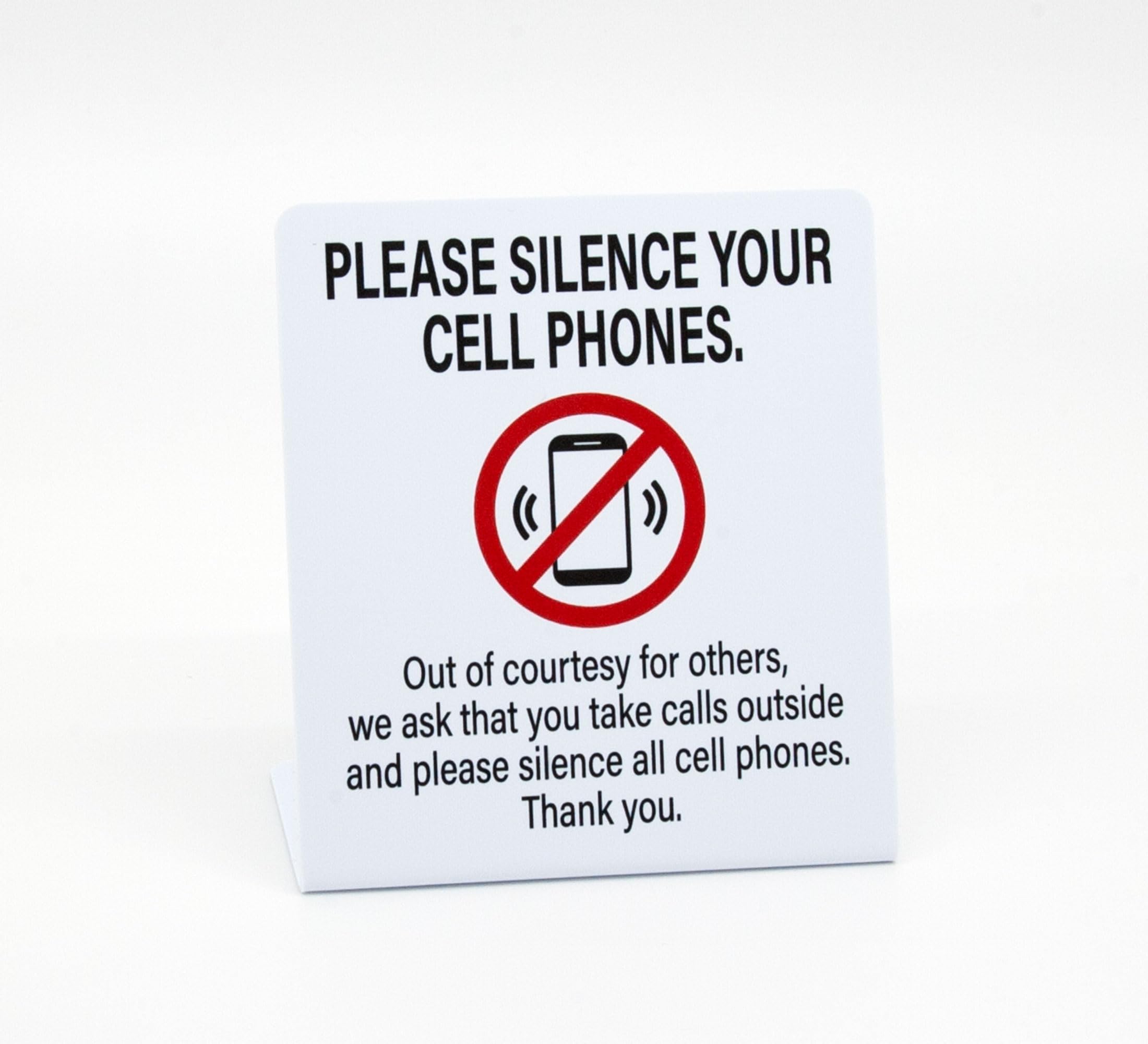 3pk Silence Cell Phone Counter Signs, L Style Countertop Display, Buisness and Office, No Cell Phone Policy