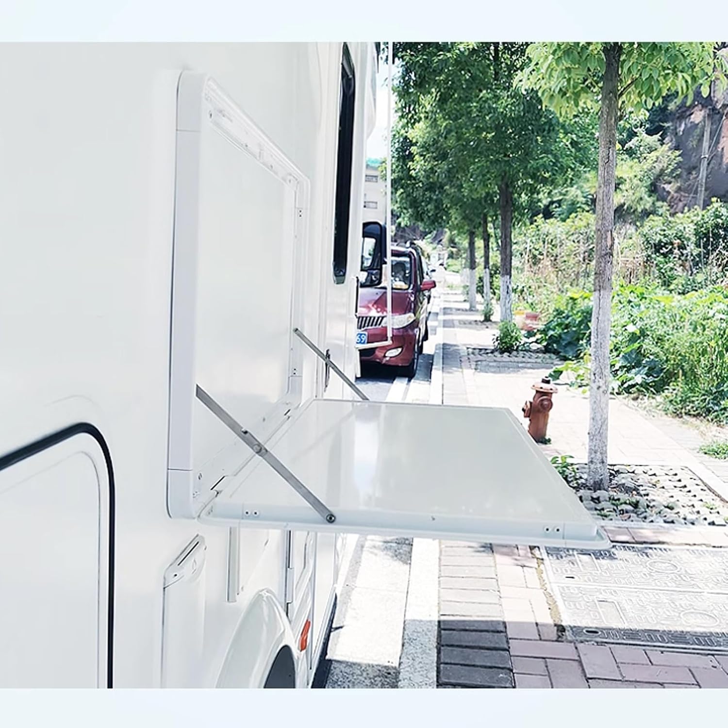 Premium Foldable RV Table, Lockable Wall-Mounted Picnic Table for Campervans, Durable Aluminum Alloy Folding Outdoor Table (60x41cm/23.6x16.1in)