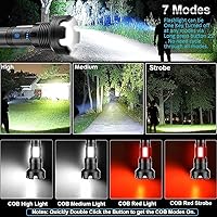 Vista 3 de Hoxida Linternas tácticas recargables LED de alto lúmenes, linterna más brillante Xhp90 con luz lateral de mazorca, potente linterna de emergencia