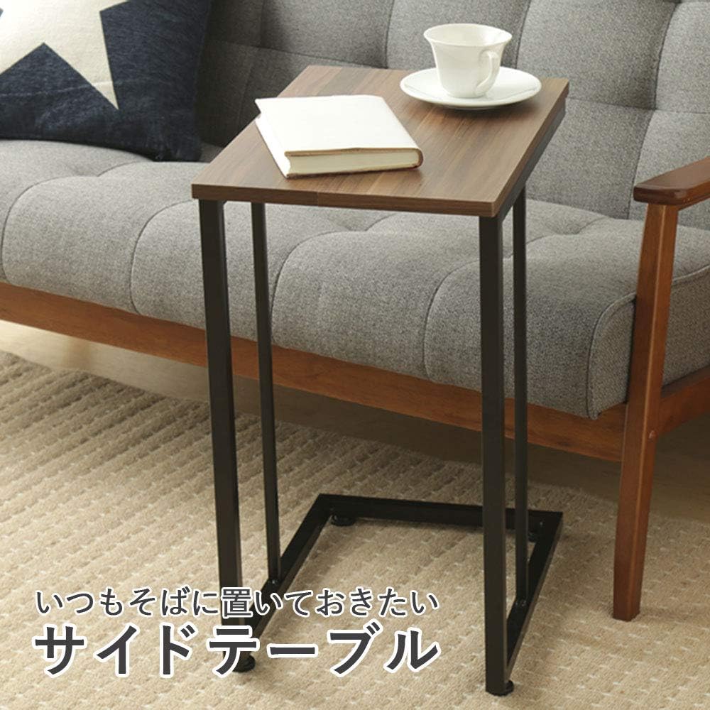 Iris Plaza STB-C001 Side Table, Adjuster with Casters, U-Shaped Design, Wood Grain, Width 11.8 x Depth 17.7 x Height 23.6 inches (30 x 45 x 60 cm), White Wash