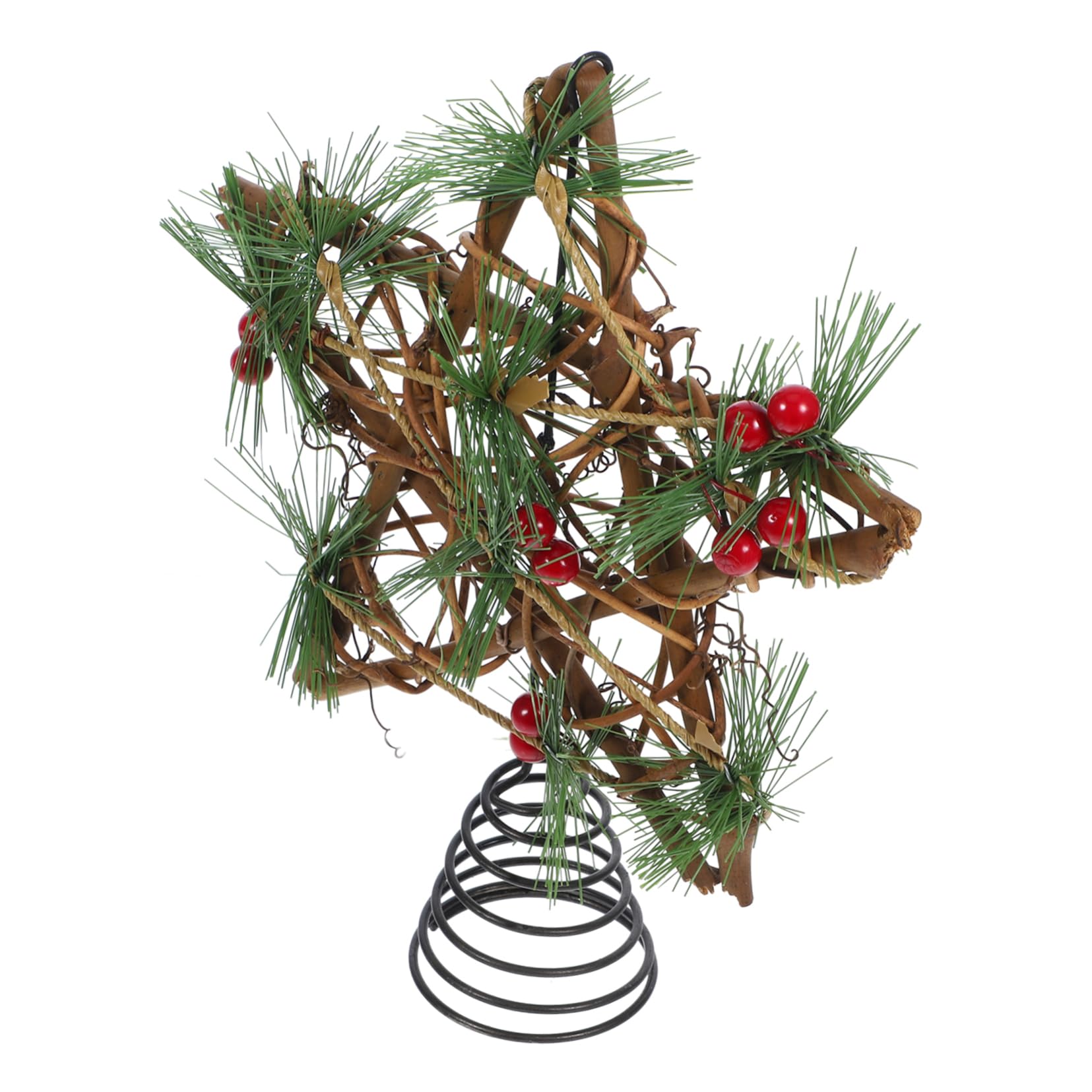4 Stück Weihnachtsbaumspitze Sterngeflecht Weihnachtsbaumspitze Rattan Sterngeflecht Sternspitze Glitzerstern