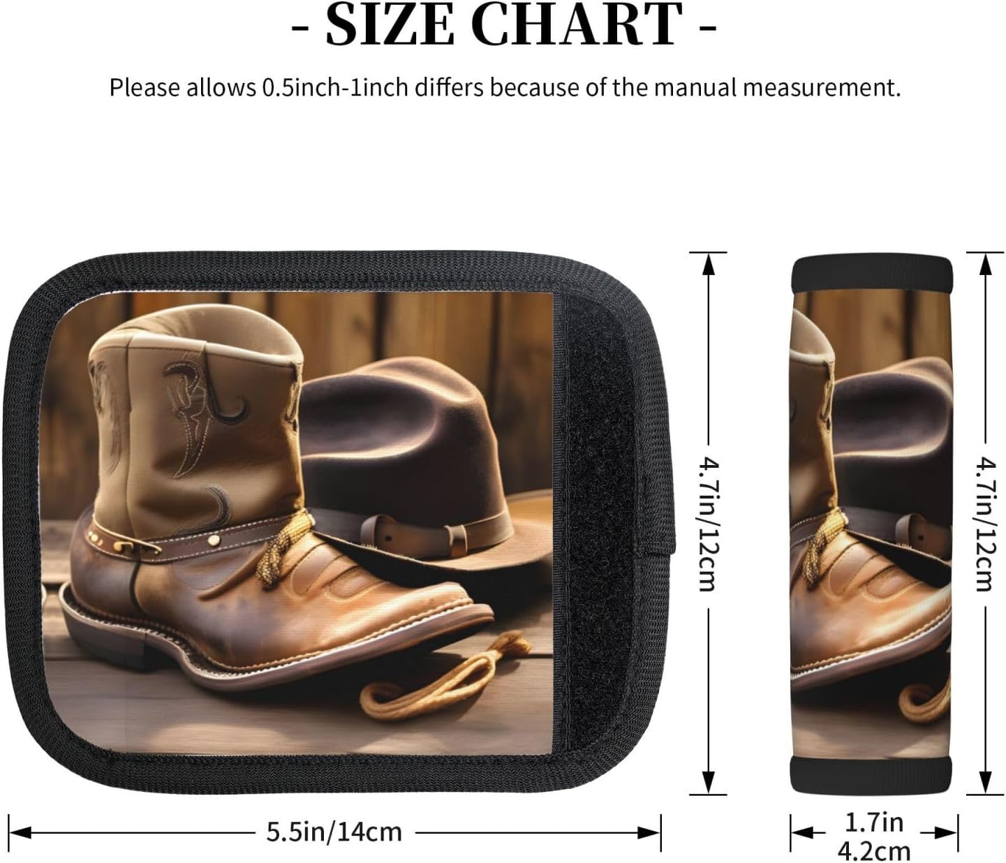 Cowboy Hat and Boots Print 2 Pack Luggage Handle Wrap for Suitcase, Comfort Soft Handle Covers, Luggage Accessories