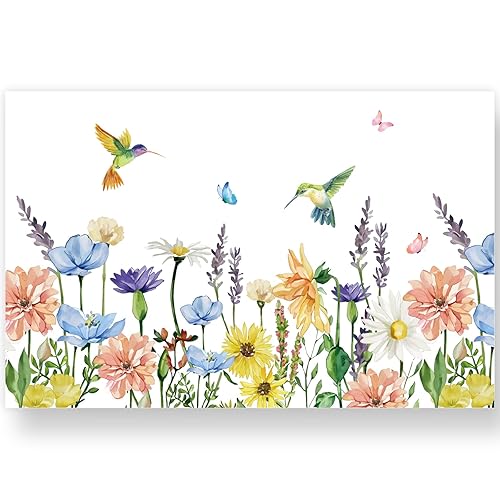 50 Pack Floral Paper Placemats Colorful Flower Bird Butterfly Disposable