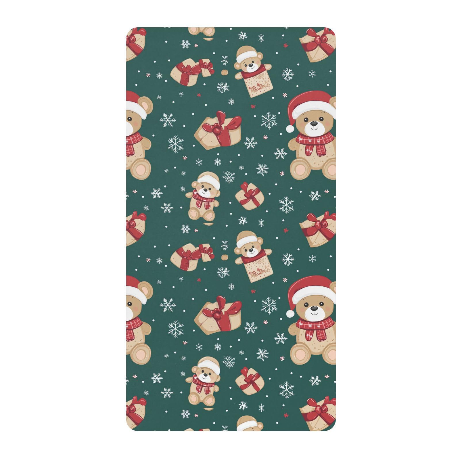 Sábana de algodón para cuna de bebé, diseño de oso de peluche de Navidad, ultrasuave, para decoración de guardería, 1 paquete de sabanas para cuna