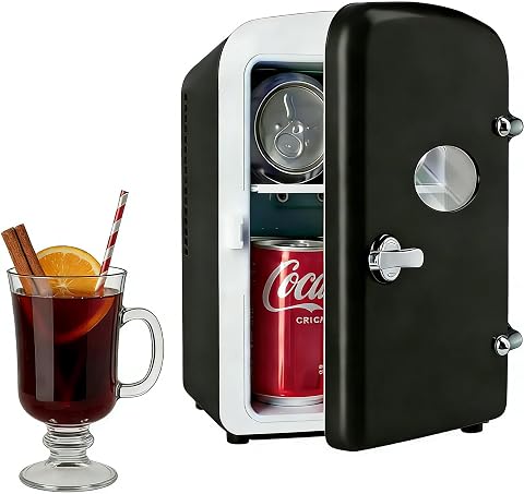 Simple Deluxe 9 Can 6L Mini Fridge with Clear 0.2 cu ft Compact Fridge Black