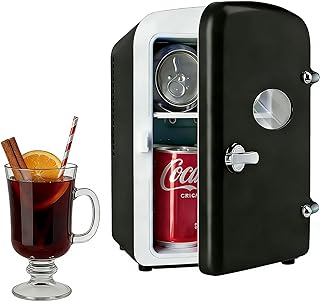 Simple Deluxe 9 Can 6L Mini Fridge with Clear Observation Window, Freon-Free Portable Compact Fridge, Cooler & Warmer for Drinks, Skincare, Black