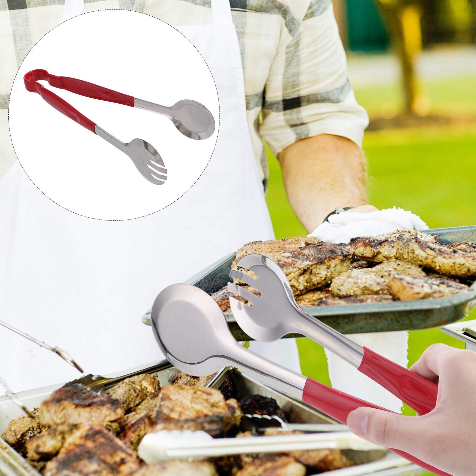 2 piezas de resistencia for pinzas domésticas Ensaladas rojas inoxidables Aparatos multifunción Pan y fiesta Pinzas for freír Cocina Filete Comida Pasta Metal Acero Calor Ensalada Barbacoa Buffet (Col