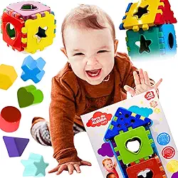 Kit brinquedo educativo bebê 12 meses menino menina cubos 3 em 1 monta e encaixa desenvolvimento inicial + moldes presente dia das crianças natal aniversario estimula habilidades