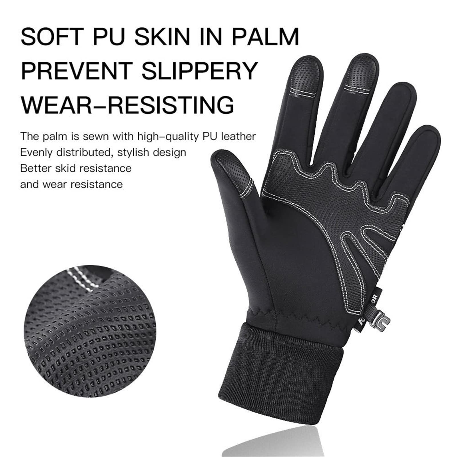 Guanti da Ciclismo per Uomo e Donna,Guanti Autunno Inverno Antivento Antiscivolo Riflettente Termici Confortevole Impermeabili Touch Screen Guanti per Sci Moto Bici Alpinismo Trekking