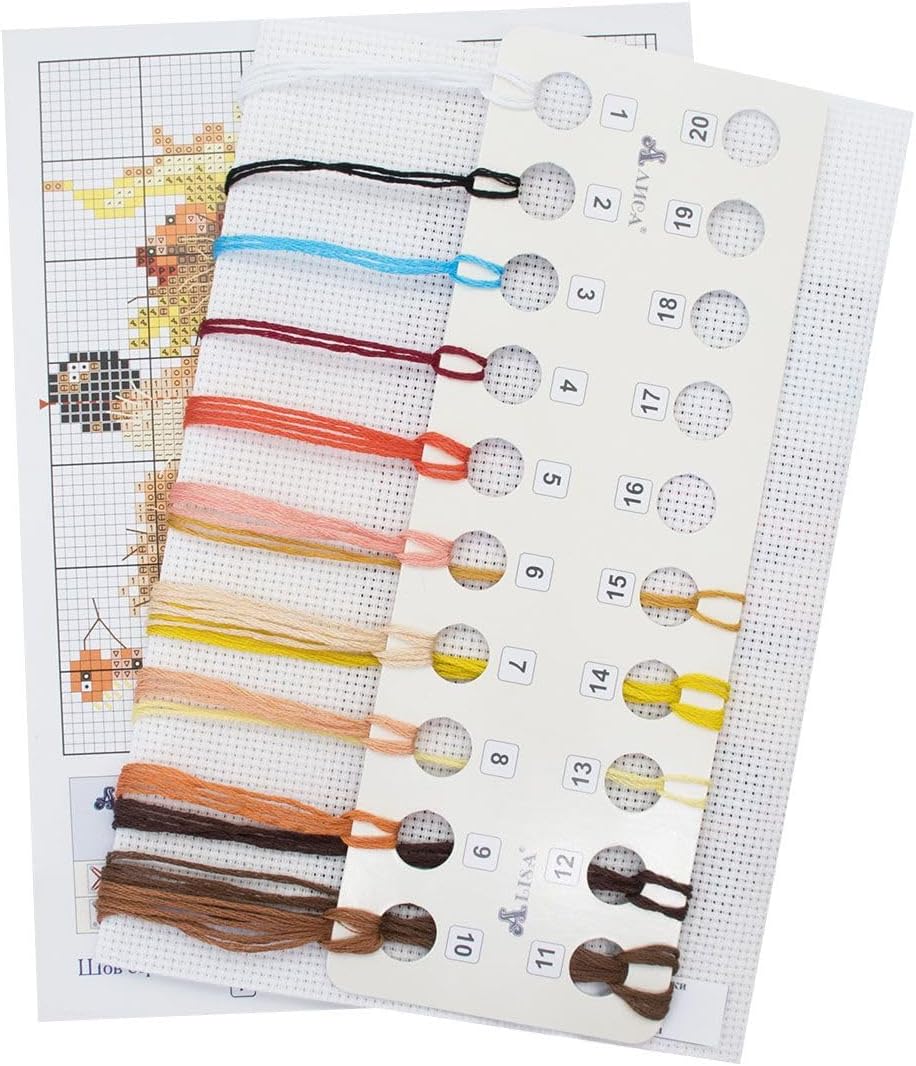 アリサニードルクラフト、カウントクロスステッチキット、アプリコット、ラズベリー。