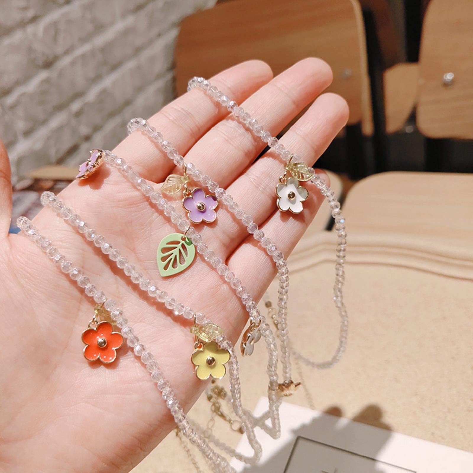 Collier Ras Du Cou Perles Avec Pendentif Marguerite - Chaînette Dorée, Neuf Avec étiquettes
