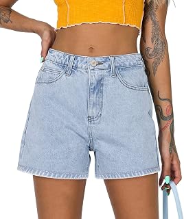 SANMM 2026 Women's Stretchy High-Waisted Denim Jean Shorts - Summer Casual Jorts for Beach Vacation