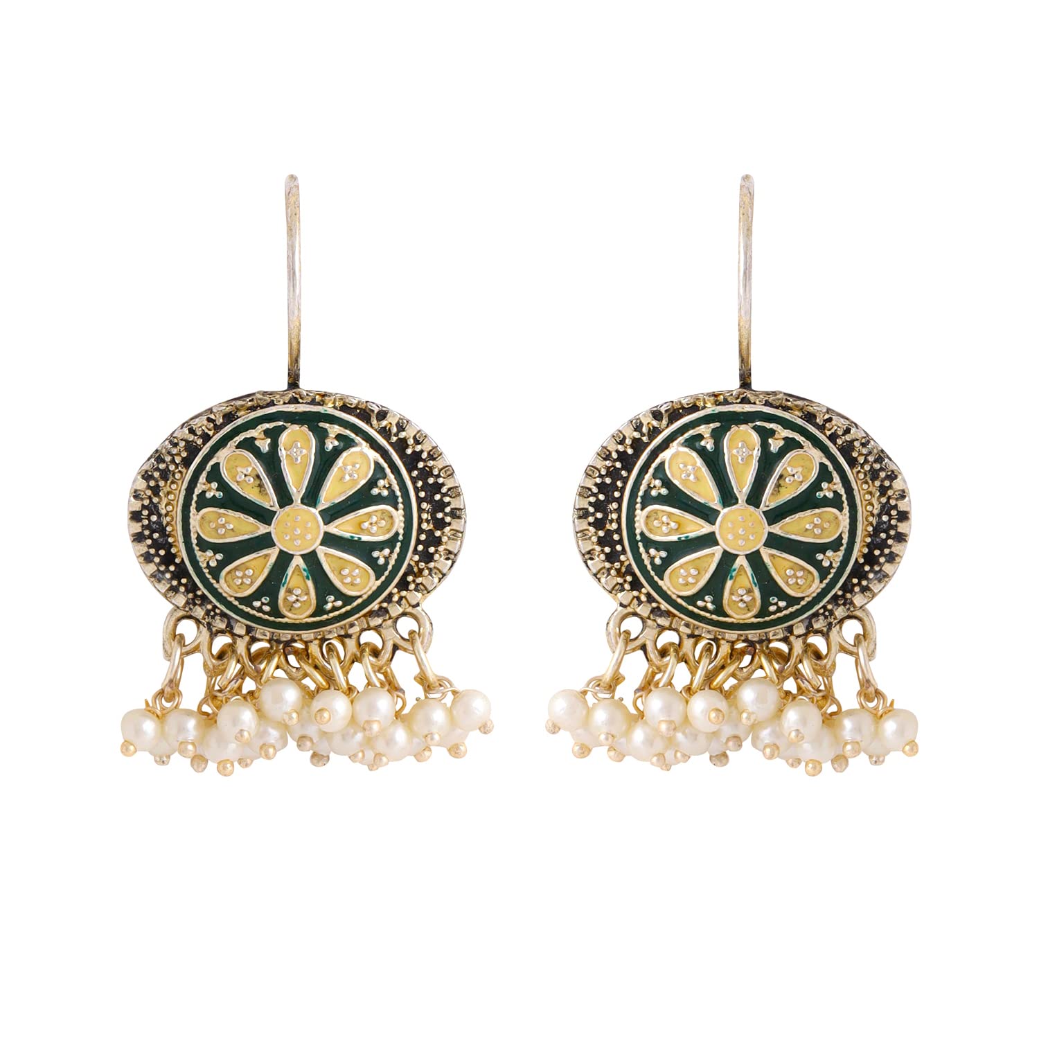 Yellow Chimes Earrings for Women and Girls Meenakari Chandbali | Gold Plated Green Meenakari Chandbali Earrings | Birthday Gift for girls and women Anniversary Gift for Wife (B0C2Z3XGV4) Amazon Price History, Amazon Price Tracker