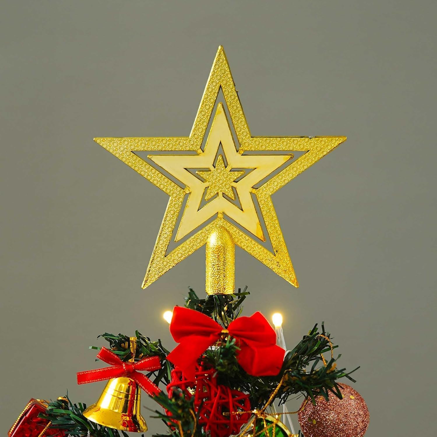 MTRXX Golden Christmas Tree Star Topper – Holiday Tree Decoration & Ornament