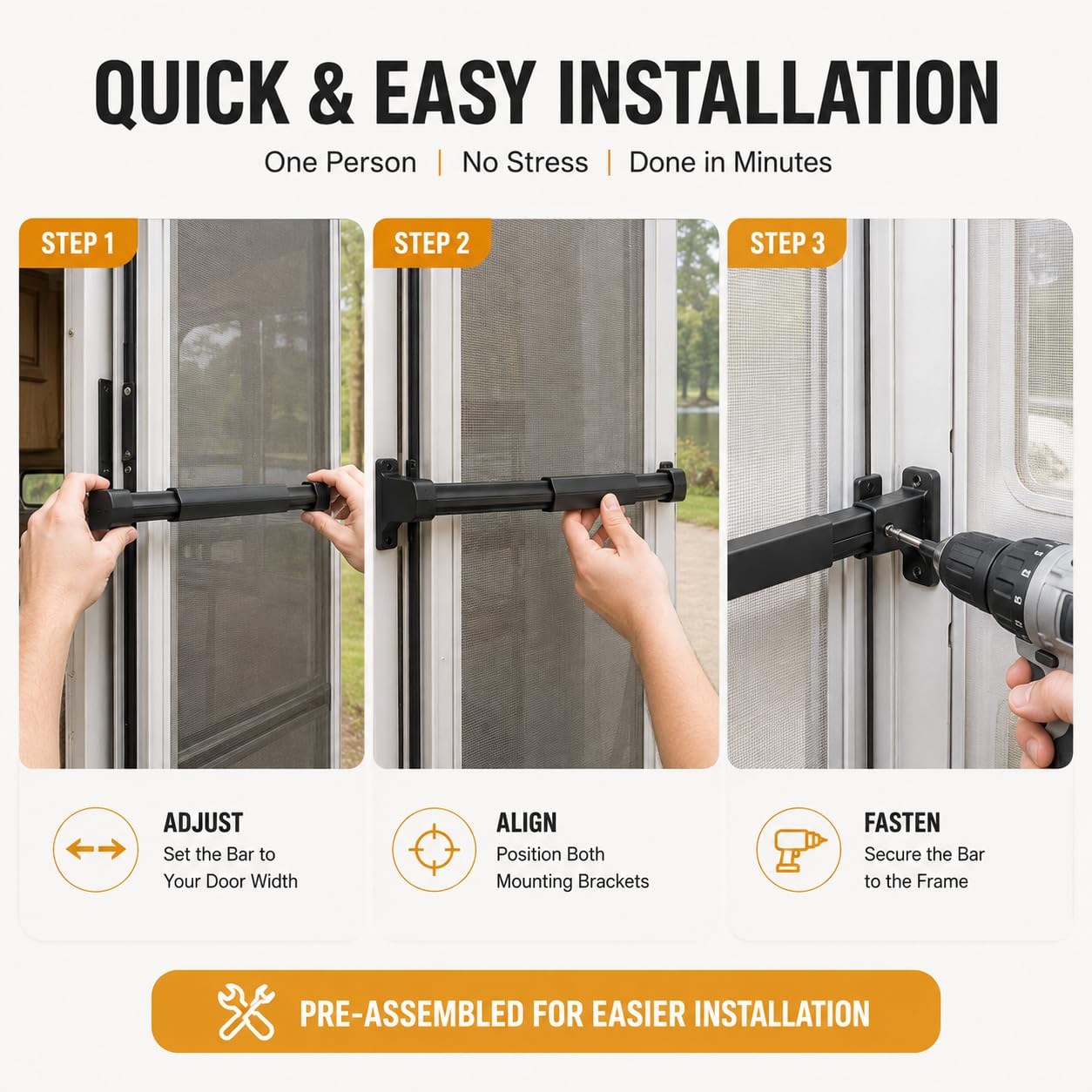 Barra de agarre ajustable de aluminio para puerta de caravana de 20 a 32 pulgadas, mango de seguridad ergonómico ligero y resistente, barra transversal de metal universal para caravana