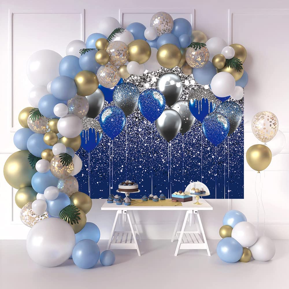 Royal Blue Glitter Backdrop For Birthday Wedding Prom