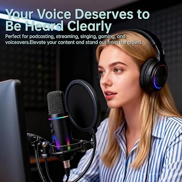 Pop Filter for AT-2020 AT-2035 AT-2040 AT-2050 ATR2500 and All Microphones, Pop Shield for Filtering Plosives and Hissing Noise, Dual-Layer Mesh, 360° Adjustable Gooseneck (Mask-Black)