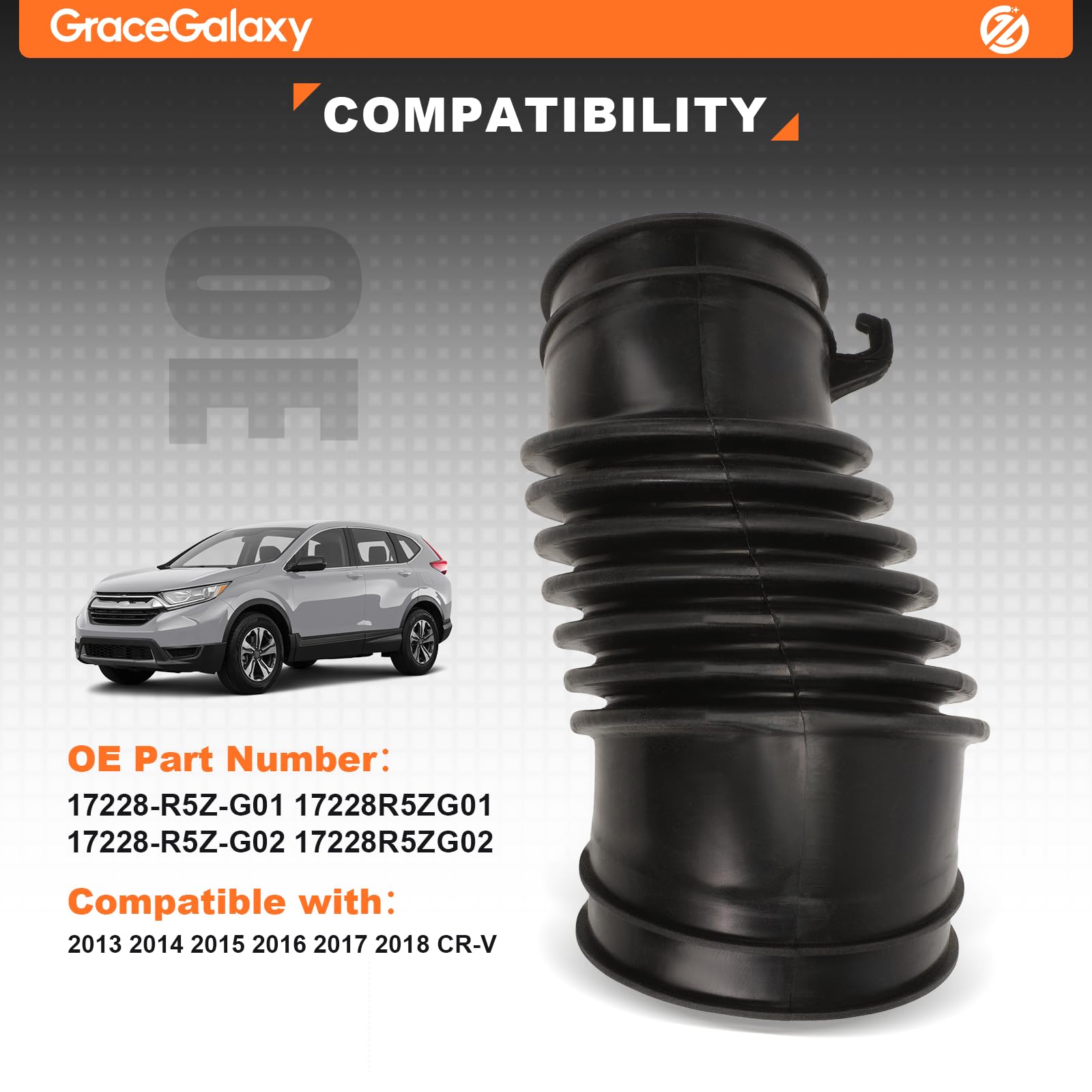 GraceGalaxy Lufteinlassschlauch für CR-V 1.6 Diesel 2013-2018 17228-R5Z-G01 17228-R5Z-G02
