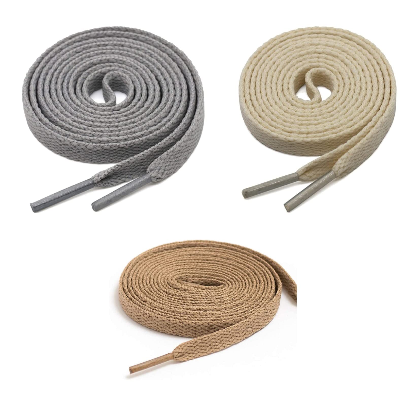 GRAH SANGRAH® 3 Pair (1 Pair Per Single Color) Flat Shoe laces Wide Shoelaces for Athletic Running Sneakers Shoes Boot Strings (150 Cm / 59 Inch, Light Grey/Beige Cream) (B0CGPVFL96) Amazon Price History, Amazon Price Tracker
