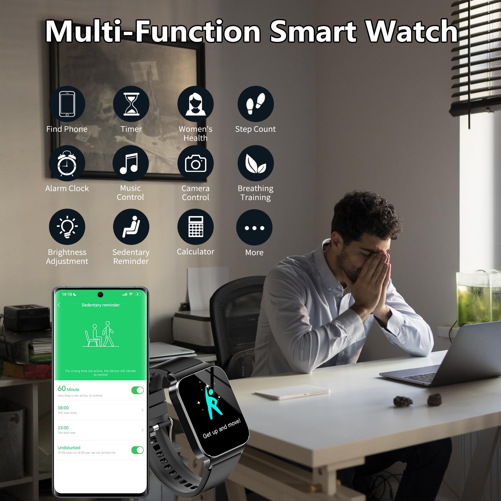 STECEi Smartwatch Uomo Donna Rispondi/Effettua Chiamate, 1.85" Orologio Smartwatch con 113 Sportivo, Impermeabil IP68 Sportivo Watch con Contapassi/Sonno/Cardiofrequenzimetro, Nero