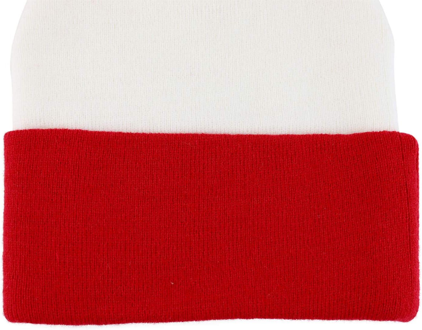 Armycrew Red White 2-Tone Pom Pom Long Cuff Knit Winter Beanie Hat - Image 3