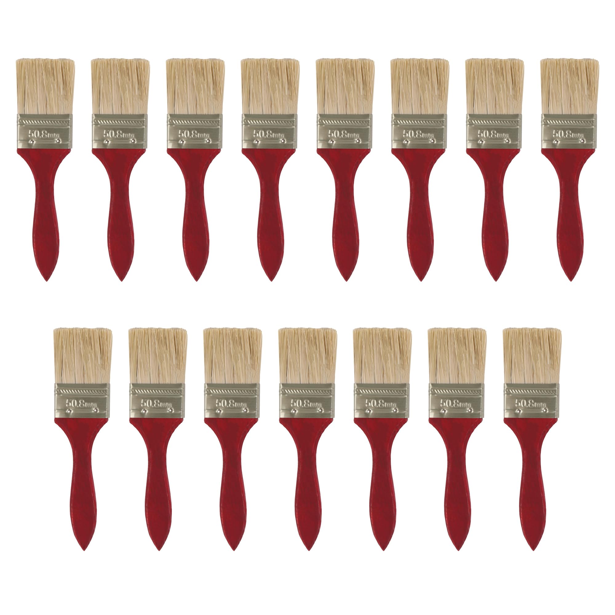 Pinceaux de peinture plats 5,1 cm lot de 15 brosses manche bois rouge