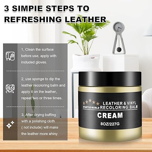 Miniatura 7 de STARTSO WORLD Bálsamo de recoloración de cuero, kit de reparación de cuero crema para muebles, tinte de cuero, restaurador de color de cuero para