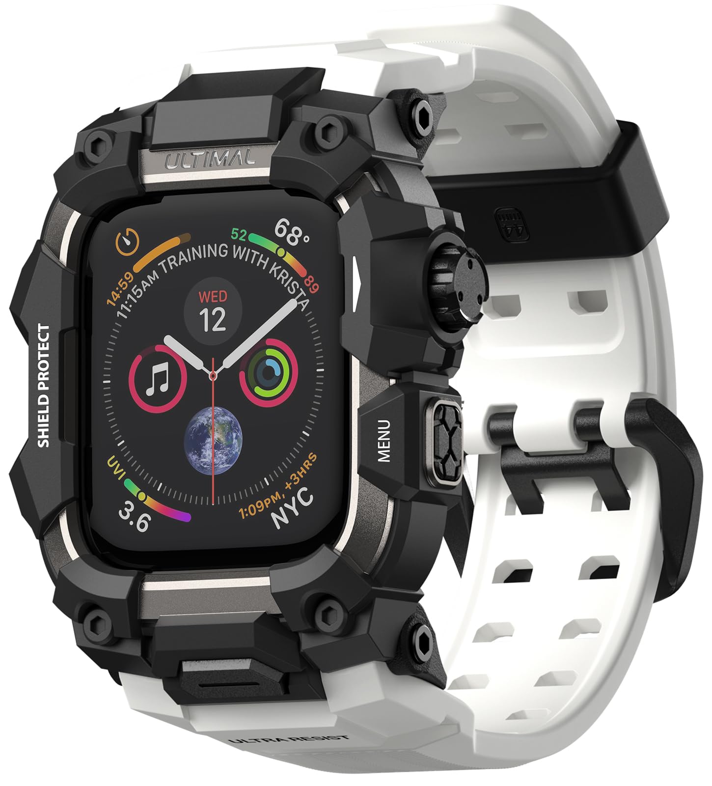 ULTIMAL Robuste Schutzhülle mit Band für Apple Watch 49 mm, kompatibel mit Apple Watch Ultra 3/2/1, stoßfest, Militärqualität, für iWatch, taktisches Band für Herren