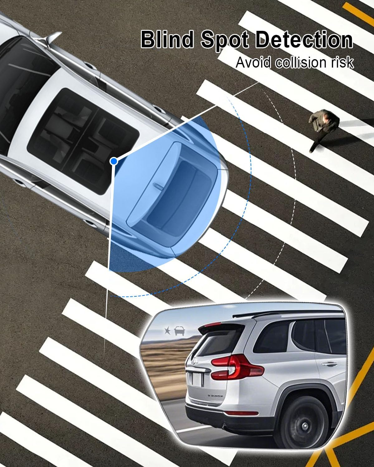 Driver Side Mirror Glass Fit for GMC Terrain Chevy Equinox 2018-2024 Replace 23406428 GM1324207, Left Mirror Glass Lens with Heated Blind Spot Detection