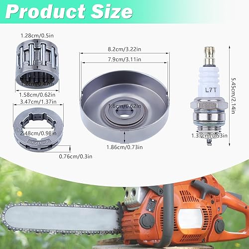 Miniatura 3 de Adefol Conjunto de tambor de embrague para motosierra Husqvarna 372 371 365 362 XP Jonsered 2172 2171 2165 2165 2163 2071 2065 2063, tambor de