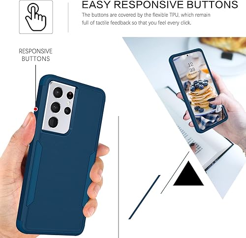 Miniatura 3 de BENTOBEN Funda para Samsung Galaxy S21 Ultra, 3 en 1, resistente, híbrida, a prueba de golpes, policarbonato duro, TPU suave, antideslizante, funda