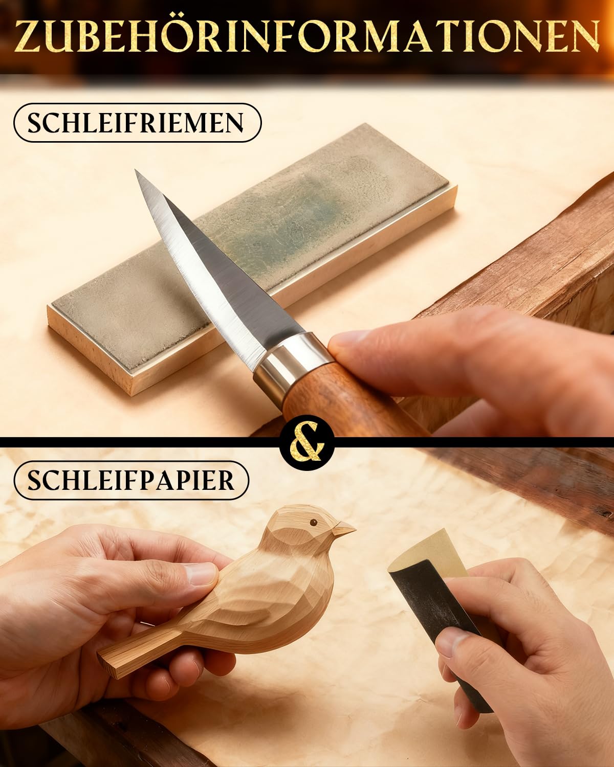 Schnitzwerkzeug Holz Schnitzset für Anfänger: Schnitzmesser Set 25-tlg. zum Schnitzen - HolzSchnitzset Carving Kit mit Anleitung, Handschuhe und Lindenholz für Erwachsene Geschenk